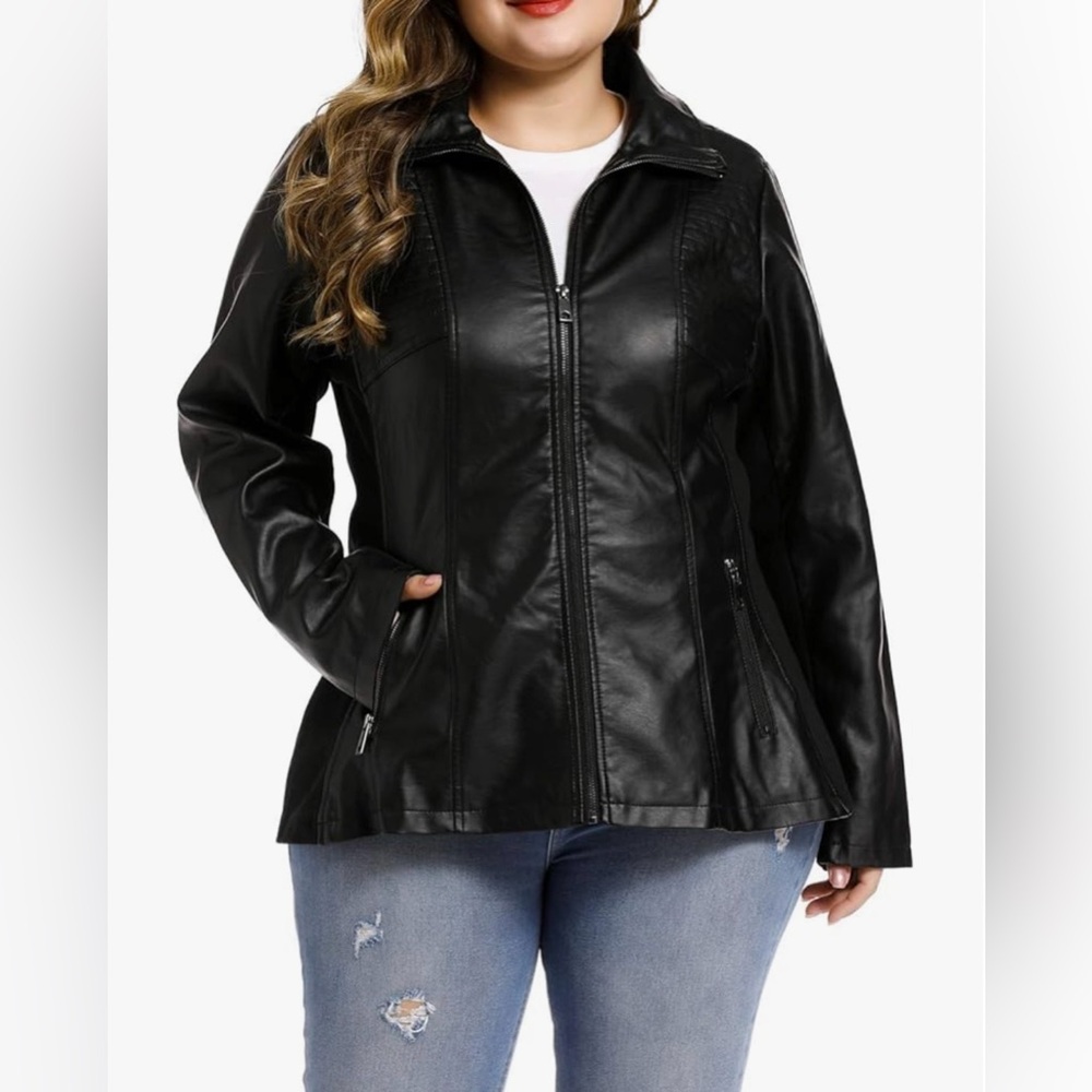 SPYM Womens Faux Leather black Jacket, size 3X.